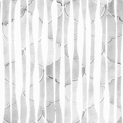 Quatrefoil Seamless Pattern. Monochrome and Greyscale Geometric Morrocan Tile. Lattice Marrakesh Watercolor Design. Rhombus Majolica Background. Barbed Watercolour Trellis. Arabic Damask Print.