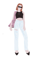 Fototapeta premium woman cartoon fashion illustration