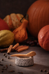 Preparing homemade pumpkin spice from scratch