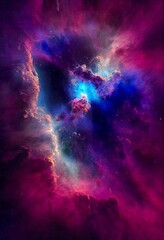 Obraz na płótnie Canvas Photorealistic illustration of gorgeous nebula in outer space. AI generated background is not based on any real image. 