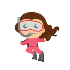 Kids Snorkling Underwater Illustration Vector Clipart