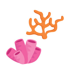 Underwater Coral and Plants Illustration Vector Clipart