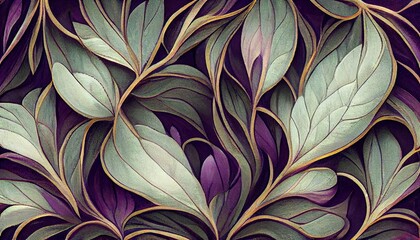 very elaborate dense foliage art nouveau pattern