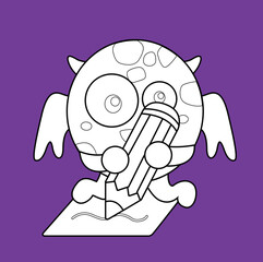 Cute Monster School Digital Stamp