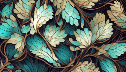 very elaborate dense foliage art nouveau pattern