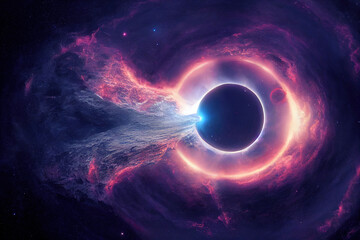 Fototapeta premium Galactic Deep Space Halo. Stunning Landscape of Universe. Cosmos Nebula Concept Art. Glow Stardust and Blackhole. 3D Illustration. 