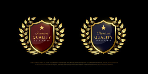 Realistic luxury gold and black emblem design elements
