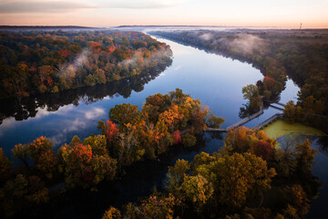 Fototapeta na wymiar Drone Sunrise Princeton in Autumn