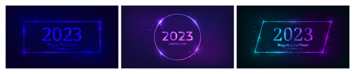 2023 Happy New Year neon background