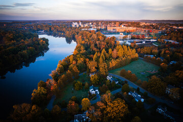 Obraz premium Drone Sunrise Princeton in Autumn