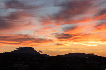 the Sainte Victoire mountain in the light of a cloudy autumn morning
