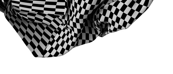  Image of motor racing black and white checkered finish flag waving