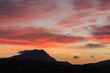 the Sainte Victoire mountain in the light of a cloudy autumn morning