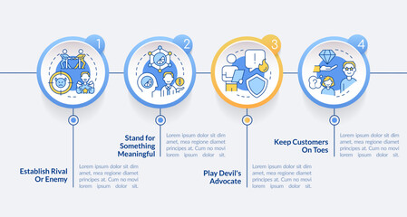 Engage more consumers circle infographic template. Target audience. Data visualization with 4 steps. Editable timeline info chart. Workflow layout with line icons. Lato Bold, Regular fonts used © bsd studio