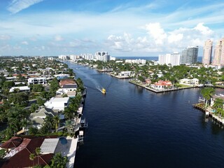 Fort Lauderdale aerial shot shot of the canals near the beach