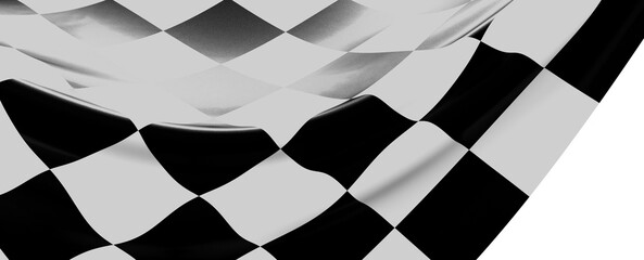  Image of motor racing black and white checkered finish flag waving