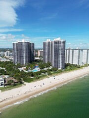 Fototapeta na wymiar Fort Lauderdale aerial shot of buildings and beach