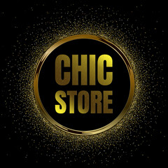 Chic Store in golden stars and yellow background