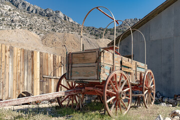 View of the abandoned mining town of Cerro Gordo near the Sierra Nevada Mountains of rural California, USA. - 538907934