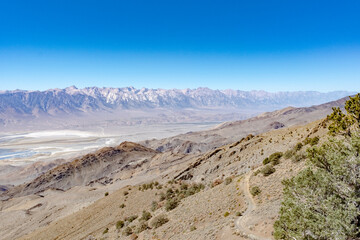 Red Rock Canyon and the Sierra Nevada Mountains near Mount Whitney, Fossil Falls and the Mojave Desert.  - 538907985