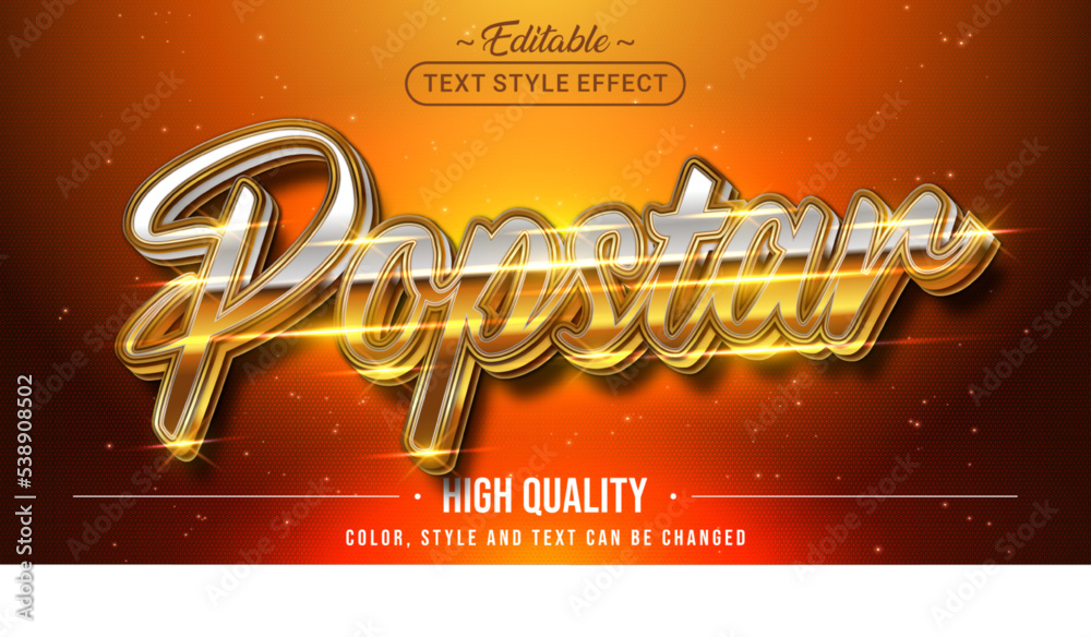 Aufkleber Editable text style effect - Popstar text style theme.