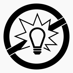 No Lamp. Do not turn on the light. Do not shine Vector icon.