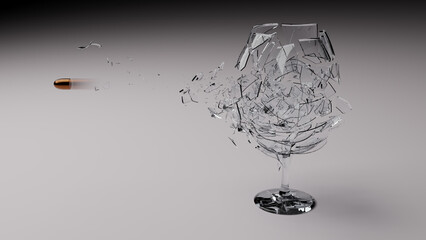 Bullet shattering a wine glass