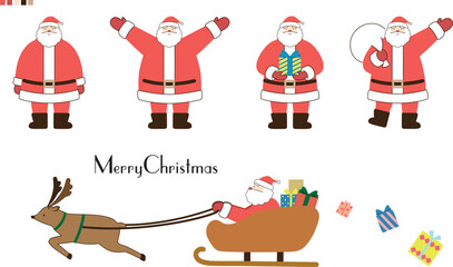 サンタクロースの色んなポーズのイラストセット