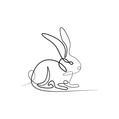 Stylized rabbit, silhouette drawn with one line. Symbol of the coming year 2023
