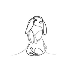 Stylized rabbit, silhouette drawn with one line. Symbol of the coming year 2023