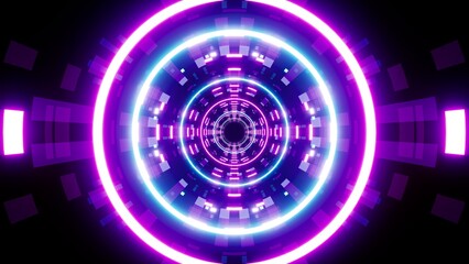 Symmetrical Neon Color Light Geometric Graphic Design Background