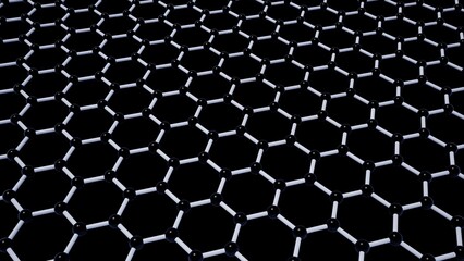 Carbon Graphene Molecular Lattice Structure 3d rendering