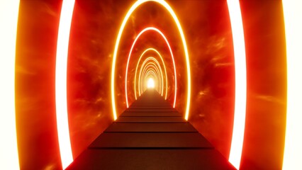 glowing hell gate tunnel way background 3d rendering - obrazy, fototapety, plakaty