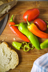 Vegetables on a wooden cutting board.