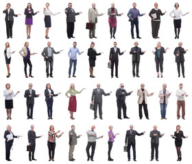 group of business people showing thumbs up isolated