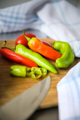 Vegetables on a wooden cutting board.