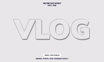 Vlog words editable 3d text effects template stylish font vector illustration