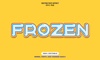 Frozen words editable 3d text effects template stylish font vector illustration