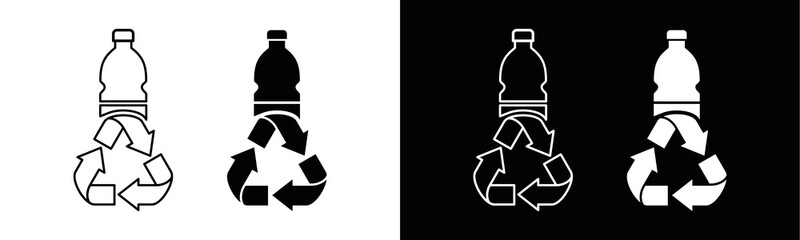 Recycle plastic bottles icon vector. Bottle with recycling symbol illustration. Plastic waste or plastic garbage sign silhouette