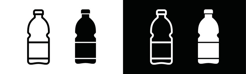 Plastic bottles icon vector. mineral drinking water sign silhouette. Water bottle symbol illustration