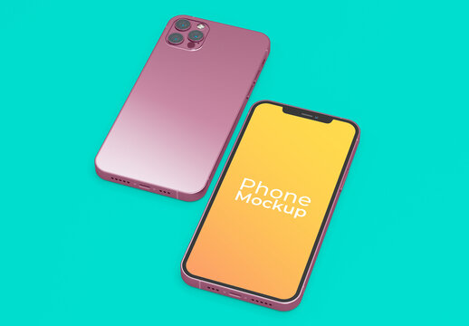 Phone Right Side and Upside Down Mockup