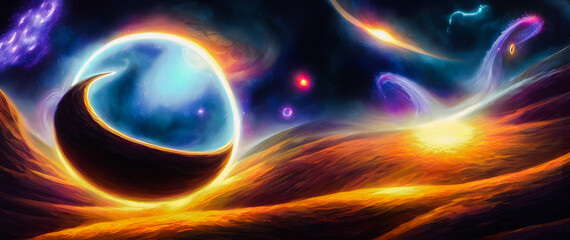 Obraz premium Artistic concept painting of a futuristic galaxy landscape, background illustration.