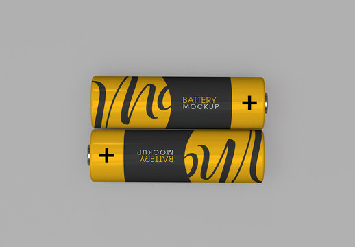 Two Batteries Top View Mockup