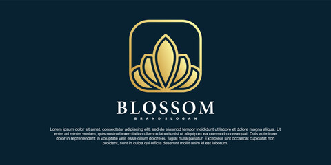 Blossom logo design inspiration with gold gradient style Premium Vektor