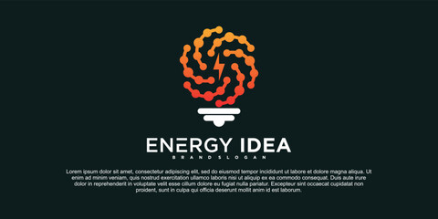 Energy logo with combined gradient circle and bulb Premium Vector