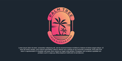 Modern palm trees logo design with cool gradient style Premium Vektor