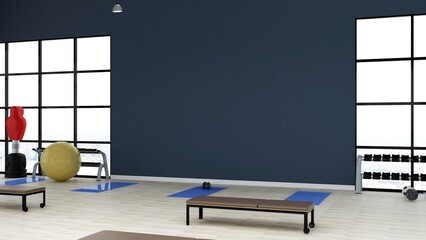 modern gym with blank wall