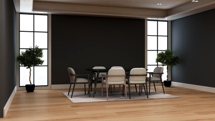 modern office meeting room for company wall logo mockup