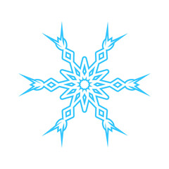 Fototapeta premium Simple snowflake made of blue lines. Festive decoration for New Year and Christmas, symbol of winter, element for design. Vector illustration