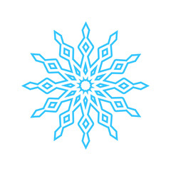 Simple snowflake made of blue lines. Festive decoration for New Year and Christmas, symbol of winter, element for design. Vector illustration
